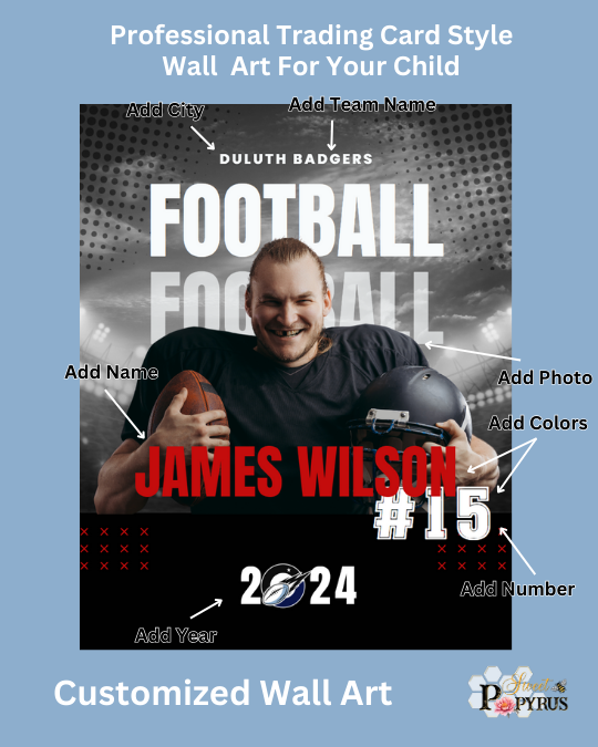Football Trading Card Style 4 - Customized Wall Art Print