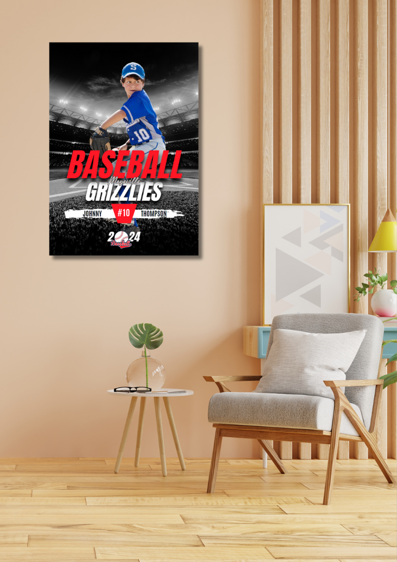 Baseball Trading Card Style 2 - Customized Wall Art Print