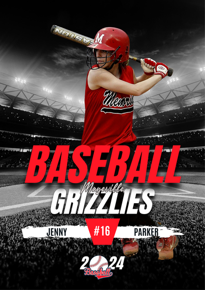Baseball Trading Card Style 2 - Customized Wall Art Print