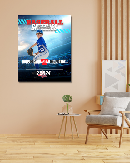 Baseball Trading Card Style 3 - Customized Wall Art Print