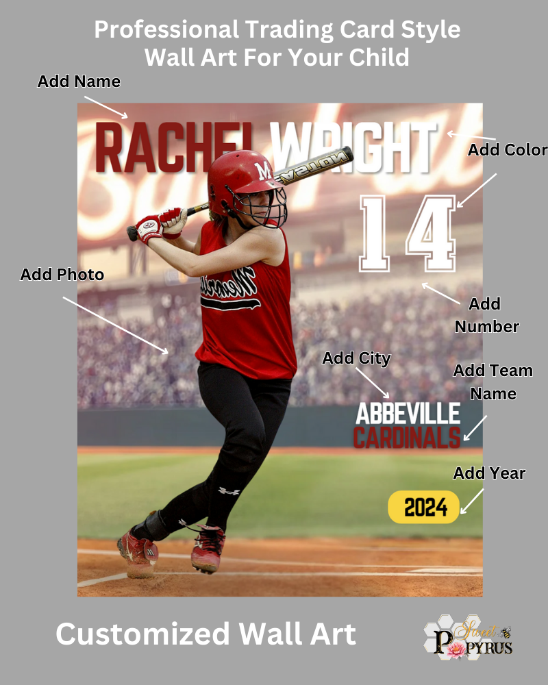 Baseball Trading Card Style 6 - Customized Wall Art Print