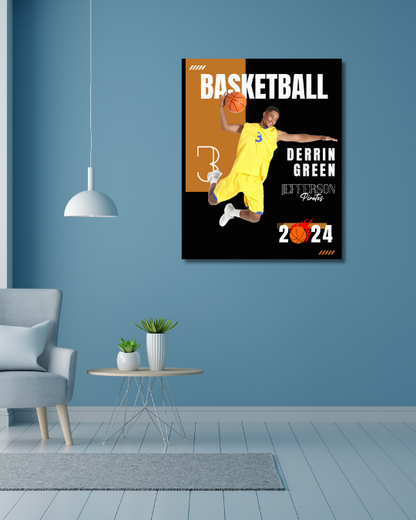 Basketball Trading Card Style 1 - Customized Wall Art Print