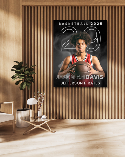 Basketball Trading Card Style 5 - Customized Wall Art Print