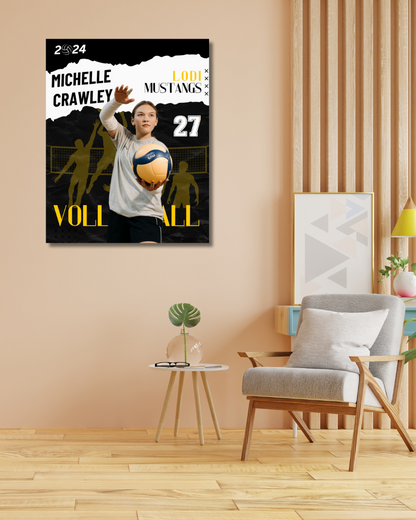 Volleyball Trading Card Style 1 - Customized Wall Art Print