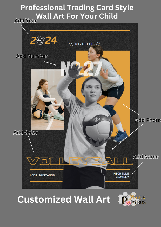 Volleyball Trading Card Style 2 - Customized Wall Art Print