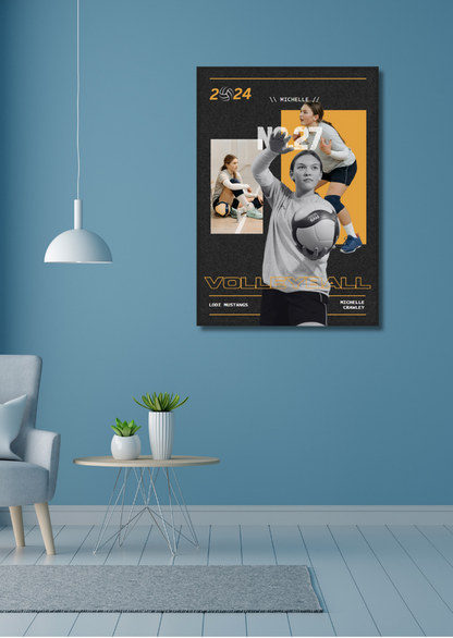 Volleyball Trading Card Style 2 - Customized Wall Art Print