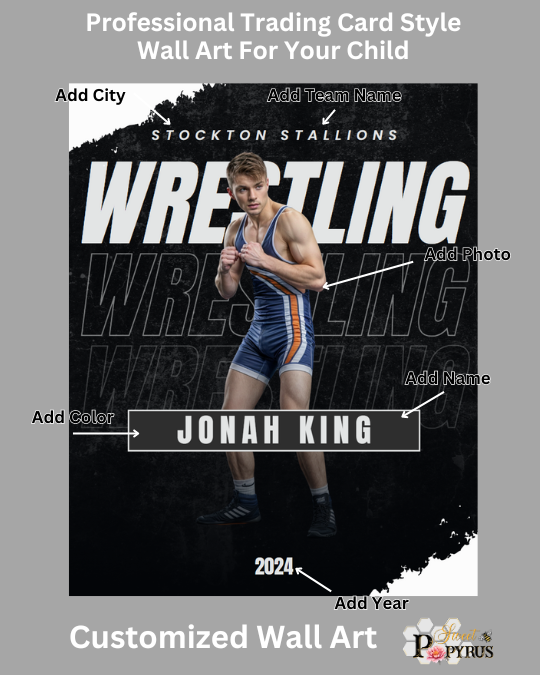 Wrestling Trading Card Style 1 - Customized Wall Art Print