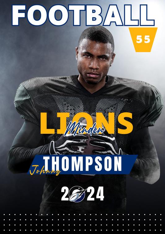Football Trading Card Style 1 - Customized Wall Art Print