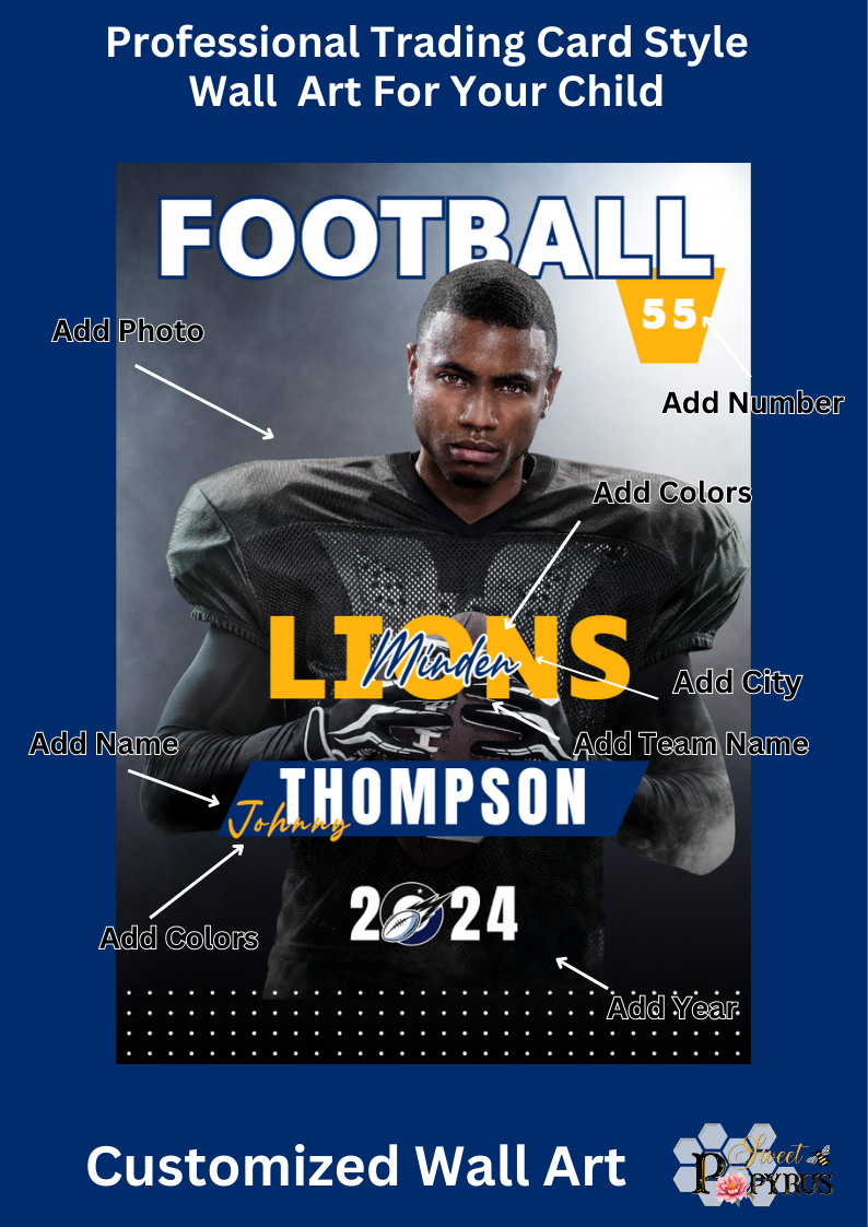 Football Trading Card Style 1 - Customized Wall Art Print