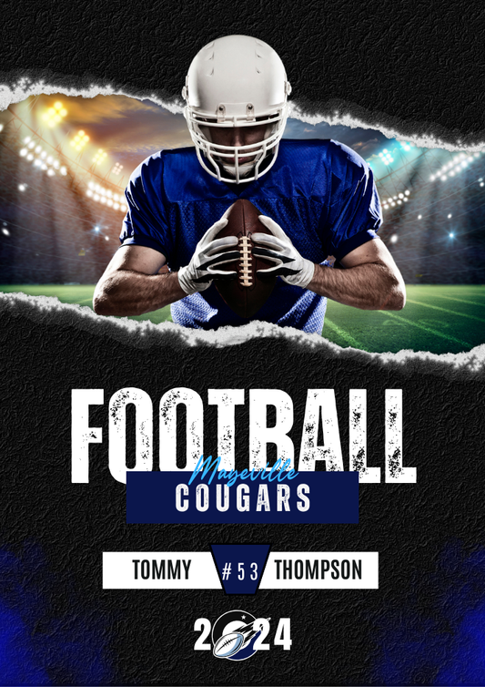 Football Trading Card Style 2 - Customized Wall Art Print