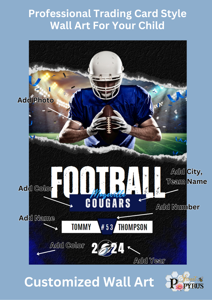 Football Trading Card Style 2 - Customized Wall Art Print