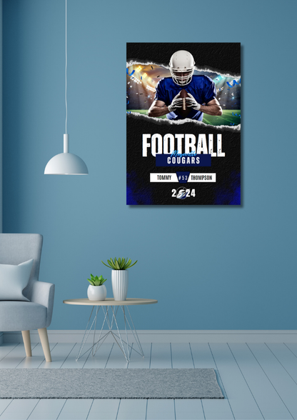 Football Trading Card Style 2 - Customized Wall Art Print