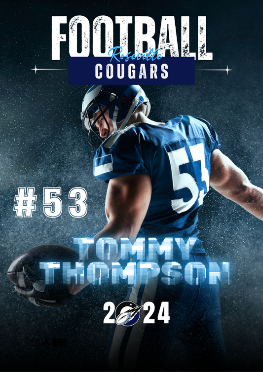 Football Trading Card Style 3 - Customized Wall Art Print