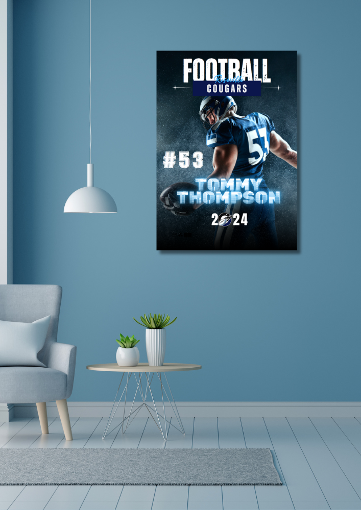 Football Trading Card Style 3 - Customized Wall Art Print
