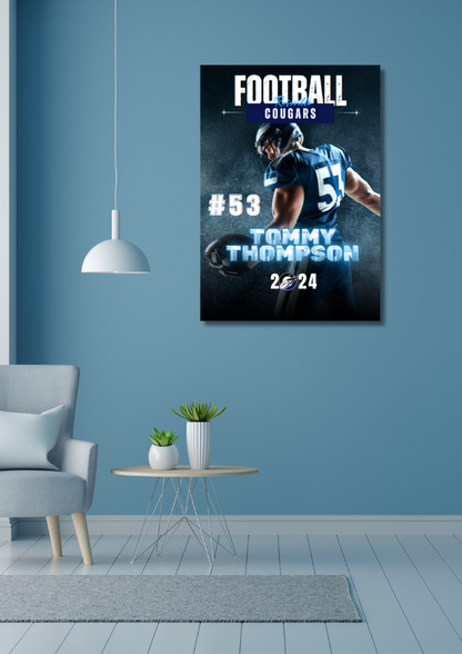 Football Trading Card Style 3 - Customized Wall Art Print