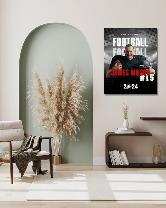 Football Trading Card Style 4 - Customized Wall Art Print