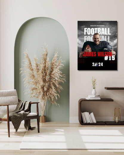 Football Trading Card Style 4 - Customized Wall Art Print