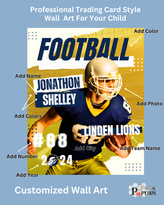 Football Trading Card Style 5 - Customized Wall Art Print