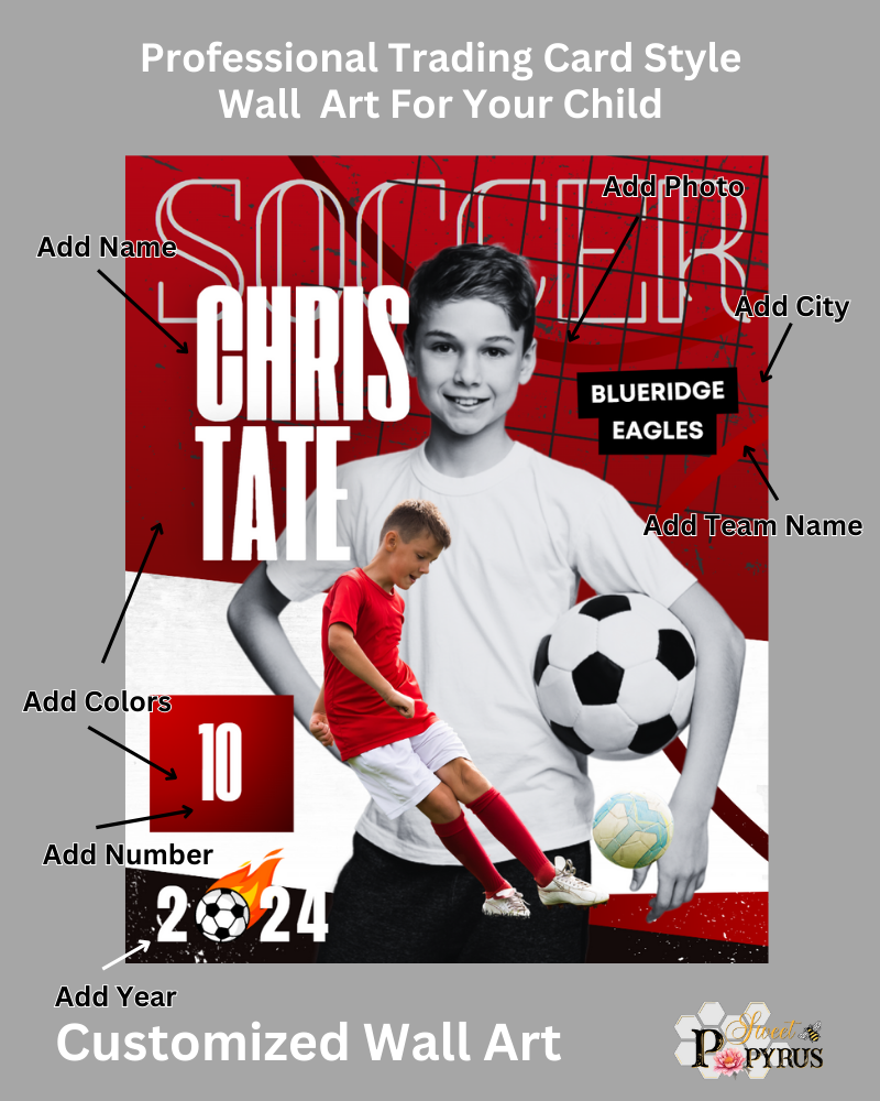 Soccer Trading Card Style 1 - Customized Wall Art Print