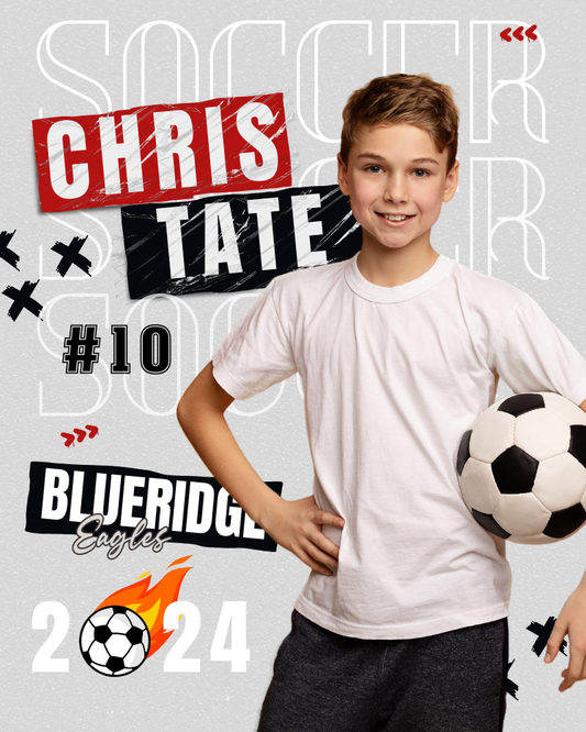 Soccer Trading Card Style 2 - Customized Wall Art Print