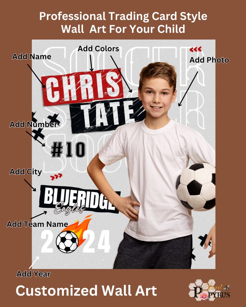 Soccer Trading Card Style 2 - Customized Wall Art Print