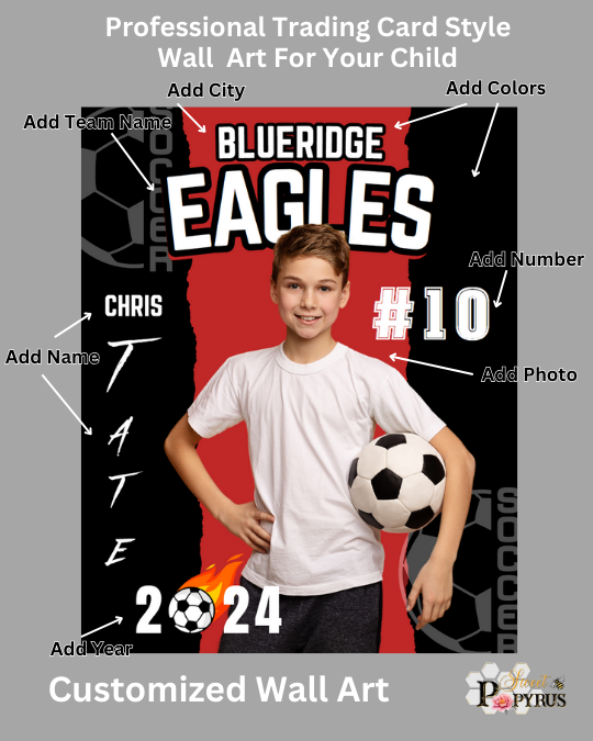 Soccer Trading Card Style 3 - Customized Wall Art Print