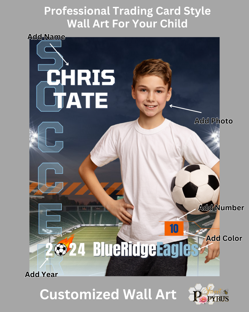 Soccer Trading Card Style 4 - Customized Wall Art Print