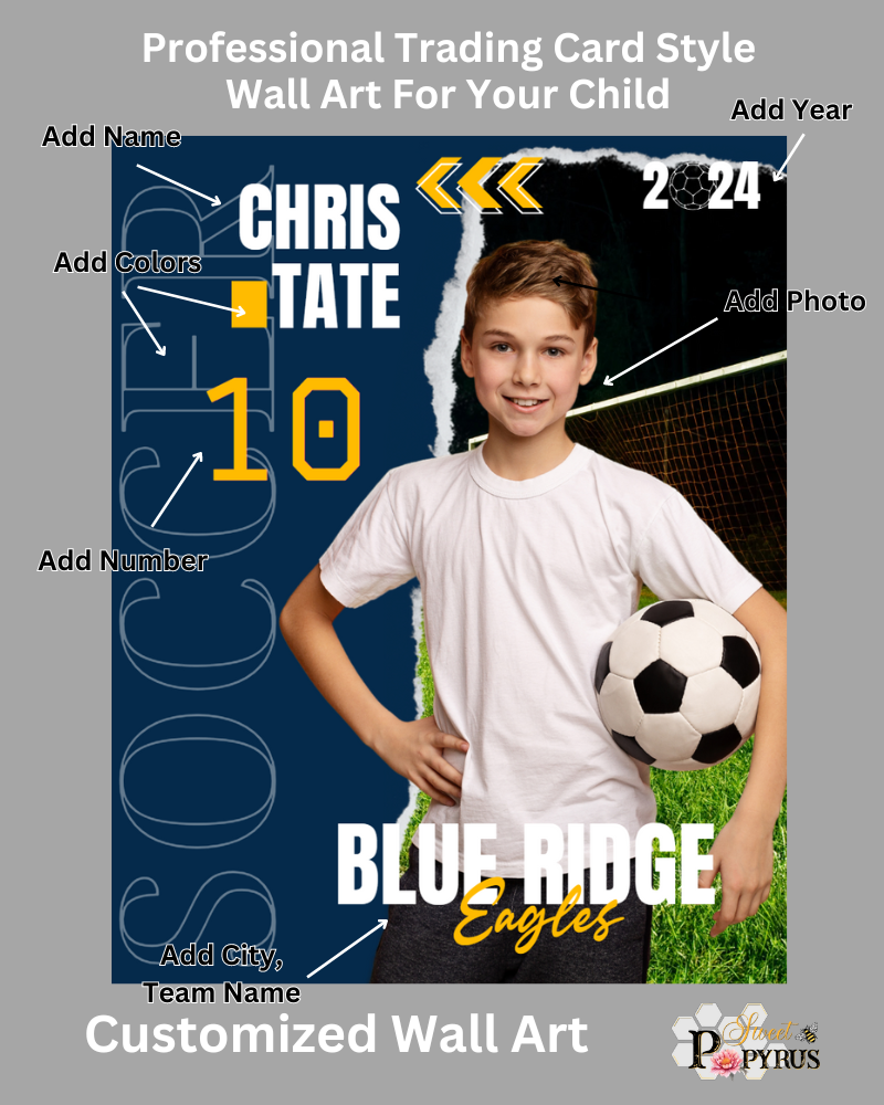 Soccer Trading Card Style 5 - Customized Wall Art Print