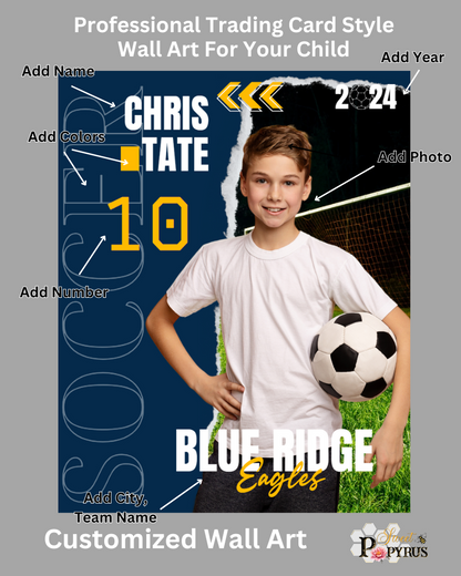 Soccer Trading Card Style 5 - Customized Wall Art Print