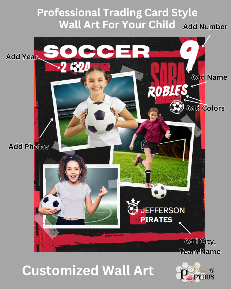 Soccer Trading Card Style 6 - Customized Wall Art Print