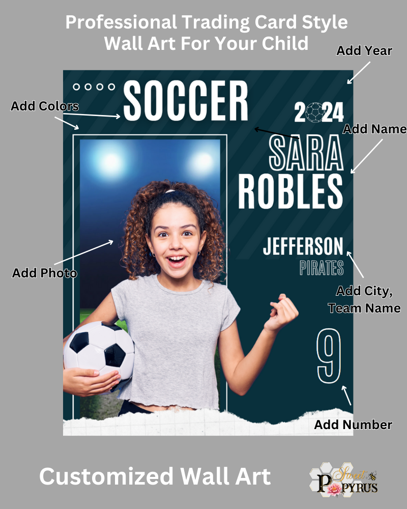 Soccer Trading Card Style 7 - Customized Wall Art Print